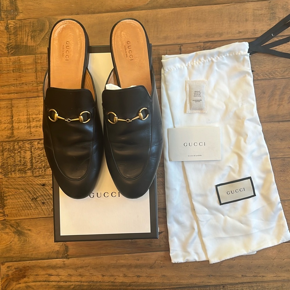 Gucci Princetown Slipper backless leather  loafers - black size 41.5 (US 10)